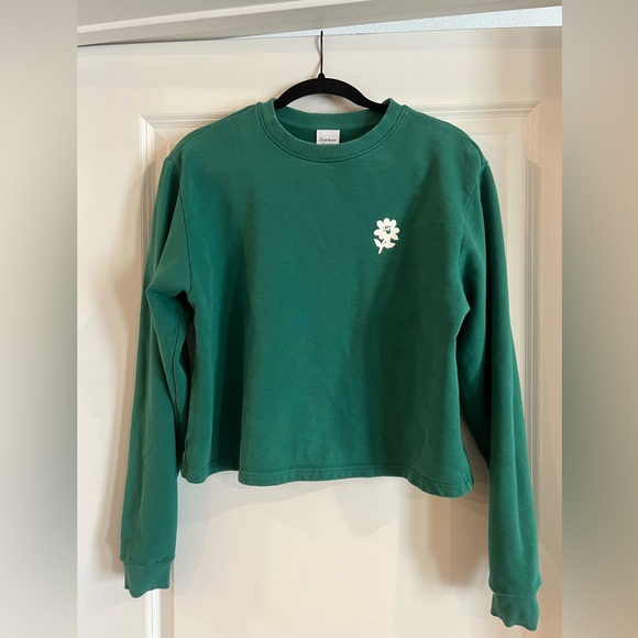 Outdoor Voices Picking Flowers Graphic Cotton Terry Cropped Sweatshirt sz M - Picture 3 of 6